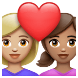 Whatsapp design of the couple with heart: woman woman medium-light skin tone medium skin tone emoji verson:2.23.2.72