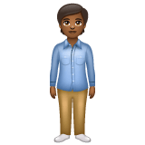 Whatsapp design of the person standing: medium-dark skin tone emoji verson:2.23.2.72