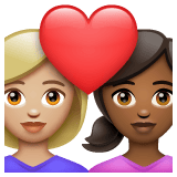 Whatsapp design of the couple with heart: woman woman medium-light skin tone medium-dark skin tone emoji verson:2.23.2.72