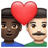 Whatsapp design of the couple with heart: man man dark skin tone light skin tone emoji verson:2.23.2.72