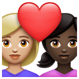 Whatsapp design of the couple with heart: woman woman medium-light skin tone dark skin tone emoji verson:2.23.2.72