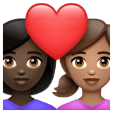 Whatsapp design of the couple with heart: woman woman dark skin tone medium skin tone emoji verson:2.23.2.72