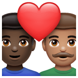 Whatsapp design of the couple with heart: man man dark skin tone medium skin tone emoji verson:2.23.2.72