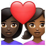 Whatsapp design of the couple with heart: woman woman dark skin tone medium-dark skin tone emoji verson:2.23.2.72