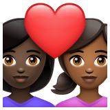 Whatsapp design of the couple with heart: woman woman dark skin tone medium-dark skin tone emoji verson:2.23.2.72