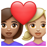 Whatsapp design of the couple with heart: woman woman medium skin tone medium-light skin tone emoji verson:2.23.2.72