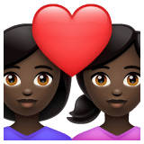 Whatsapp design of the couple with heart: woman woman dark skin tone emoji verson:2.23.2.72