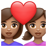 Whatsapp design of the couple with heart: woman woman medium skin tone emoji verson:2.23.2.72