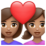 Whatsapp design of the couple with heart: woman woman medium skin tone emoji verson:2.23.2.72