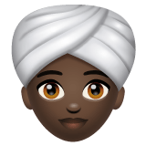 Whatsapp design of the woman wearing turban: dark skin tone emoji verson:2.23.2.72