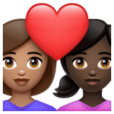 Whatsapp design of the couple with heart: woman woman medium skin tone dark skin tone emoji verson:2.23.2.72