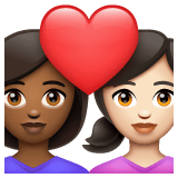Whatsapp design of the couple with heart: woman woman medium-dark skin tone light skin tone emoji verson:2.23.2.72