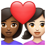 Whatsapp design of the couple with heart: woman woman medium-dark skin tone light skin tone emoji verson:2.23.2.72