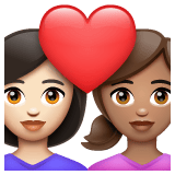 Whatsapp design of the couple with heart: woman woman light skin tone medium skin tone emoji verson:2.23.2.72