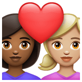 Whatsapp design of the couple with heart: woman woman medium-dark skin tone medium-light skin tone emoji verson:2.23.2.72