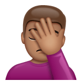 Whatsapp design of the person facepalming: medium skin tone emoji verson:2.23.2.72
