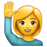 Whatsapp design of the woman raising hand emoji verson:2.23.2.72