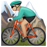 Whatsapp design of the person mountain biking: medium-light skin tone emoji verson:2.23.2.72