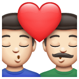 Whatsapp design of the kiss: man man light skin tone emoji verson:2.23.2.72