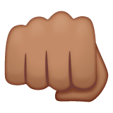 Whatsapp design of the oncoming fist: medium skin tone emoji verson:2.23.2.72