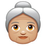 Whatsapp design of the old woman: medium-light skin tone emoji verson:2.23.2.72