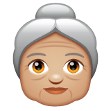 Whatsapp design of the old woman: medium-light skin tone emoji verson:2.23.2.72