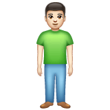 Whatsapp design of the man standing: light skin tone emoji verson:2.23.2.72