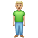 Whatsapp design of the man standing: medium-light skin tone emoji verson:2.23.2.72