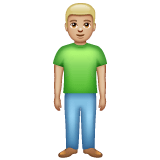 Whatsapp design of the man standing: medium-light skin tone emoji verson:2.23.2.72