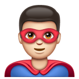 Whatsapp design of the man superhero: light skin tone emoji verson:2.23.2.72