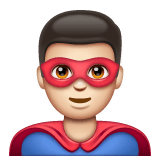 Whatsapp design of the man superhero: light skin tone emoji verson:2.23.2.72