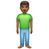 Whatsapp design of the man standing: medium-dark skin tone emoji verson:2.23.2.72
