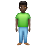 Whatsapp design of the man standing: dark skin tone emoji verson:2.23.2.72