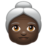 Whatsapp design of the old woman: dark skin tone emoji verson:2.23.2.72
