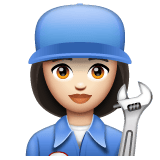 Whatsapp design of the woman mechanic: light skin tone emoji verson:2.23.2.72