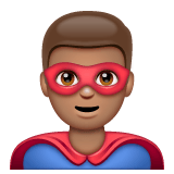 Whatsapp design of the man superhero: medium skin tone emoji verson:2.23.2.72