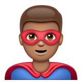 Whatsapp design of the man superhero: medium skin tone emoji verson:2.23.2.72