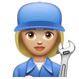 Whatsapp design of the woman mechanic: medium-light skin tone emoji verson:2.23.2.72
