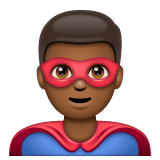 Whatsapp design of the man superhero: medium-dark skin tone emoji verson:2.23.2.72