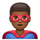 Whatsapp design of the man superhero: medium-dark skin tone emoji verson:2.23.2.72