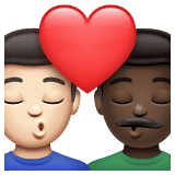 Whatsapp design of the kiss: man man light skin tone dark skin tone emoji verson:2.23.2.72