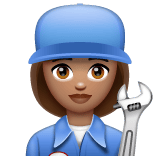 Whatsapp design of the woman mechanic: medium skin tone emoji verson:2.23.2.72
