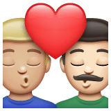 Whatsapp design of the kiss: man man medium-light skin tone light skin tone emoji verson:2.23.2.72