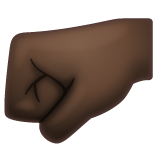 Whatsapp design of the left-facing fist: dark skin tone emoji verson:2.23.2.72