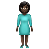 Whatsapp design of the woman standing: dark skin tone emoji verson:2.23.2.72