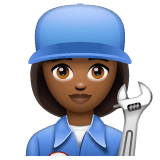 Whatsapp design of the woman mechanic: medium-dark skin tone emoji verson:2.23.2.72