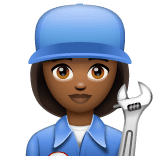 Whatsapp design of the woman mechanic: medium-dark skin tone emoji verson:2.23.2.72