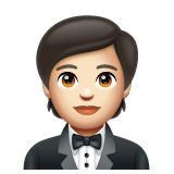 Whatsapp design of the person in tuxedo: light skin tone emoji verson:2.23.2.72