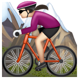Whatsapp design of the woman mountain biking: light skin tone emoji verson:2.23.2.72