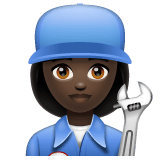 Whatsapp design of the woman mechanic: dark skin tone emoji verson:2.23.2.72